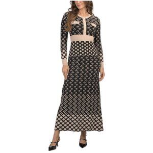 DALIA MACPHEE Long Sleeve Printed Sweater Knit Maxi Dress